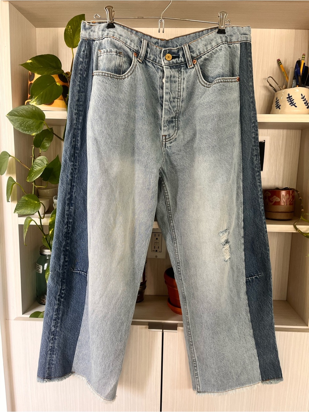 Roucha Two-Tone Light Blue Denim Jeans